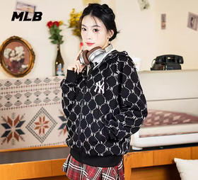 MLB男女同款满印老花连帽拉链卫衣外套3ATRM0341【无货退款介意勿拍】