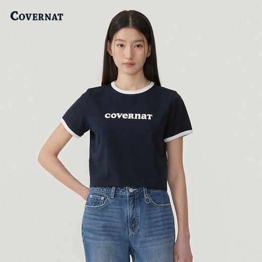 COVERNAT韩国潮牌女士修身版COOPER标志环领T恤2025春夏新CO2502ST73 商品图2