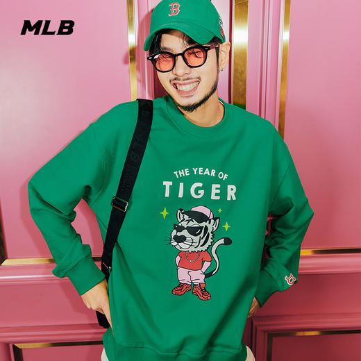 【限时秒杀】MLB男女NY卡通老虎印花宽松休闲圆领套头卫衣3AMTD0121 商品图4