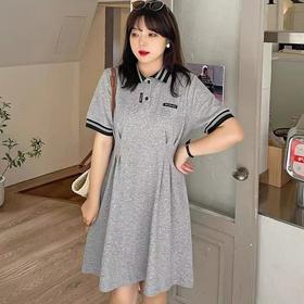 【诗铭洛可】XC7774T恤裙翻领拼色条纹领POLO连衣裙B18-2