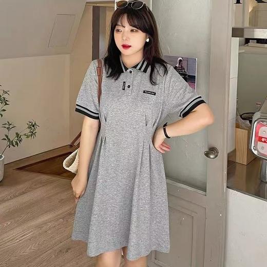 【诗铭洛可】XC7774T恤裙翻领拼色条纹领POLO连衣裙B18-2 商品图0