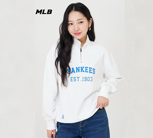【潮牌清仓】MLB男女同款字母标二分之一拉链套头卫衣3AMTV0341 商品图2