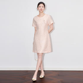 「高货wl」全新升级【铂金会员367/天猫499/差价132】(05540)洛诗琳简约气质小香风连衣裙2025夏季浮雕提花显瘦A字裙