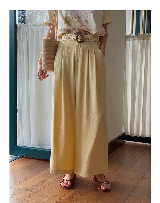 【冰茶荡荡裤】韩系高腰通勤阔腿裤 商品图2