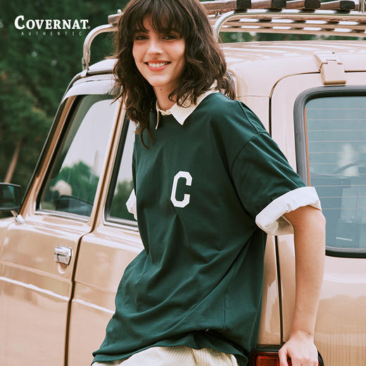 covernat韩国潮牌短袖T恤男女情侣款经典C字母标潮流休闲宽松上衣CO2302ST12NA 商品图1