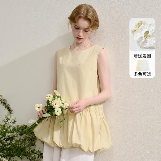 【韩系甜美】设计感简约花苞摆衬衫女夏季背心配发圈H0050869/H0051069 商品图0