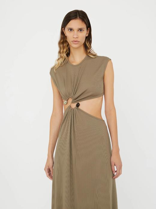 Christoper Esber - S-Buckle Tank Dress - Eucalypt - 女装 - 连身裙 - 棕绿色 商品图3