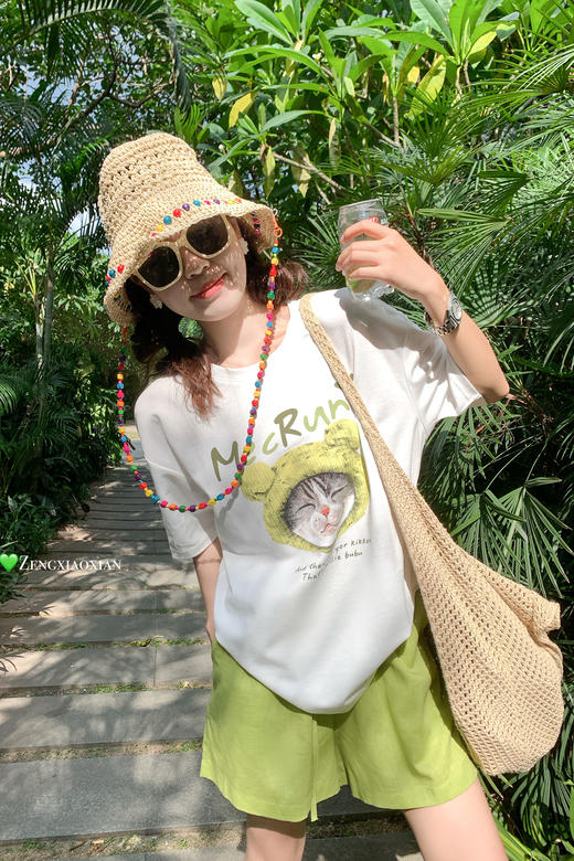 <曾小咸推荐>现货秒杀！微信超特价！白色短袖 日常119.99 立减50 秒杀69.99！果绿短裤 日常119.99 立减60 秒杀59.99！ 商品图5