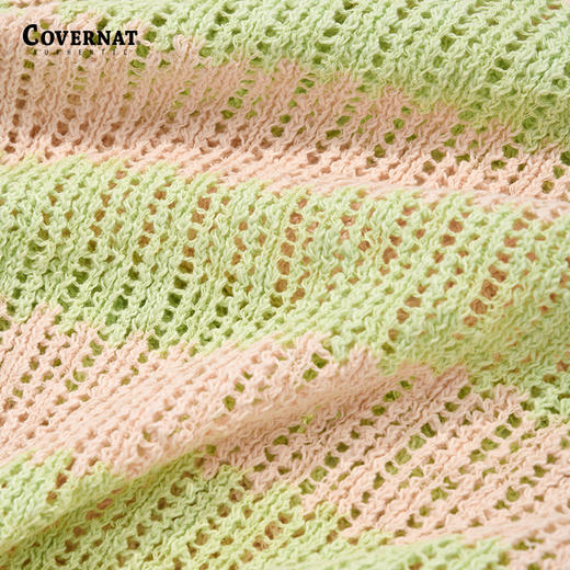 covernat韩国潮牌时尚潮酷短袖女士条纹中款针织衫2024春夏新品CO2402KT73 商品图3