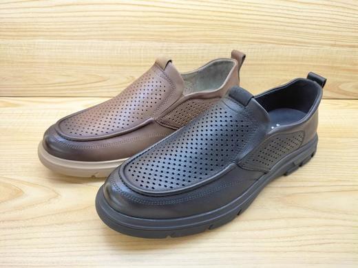 夏季新款豪行真皮男鞋13259525平底冲孔透气舒适休闲凉鞋 商品图4