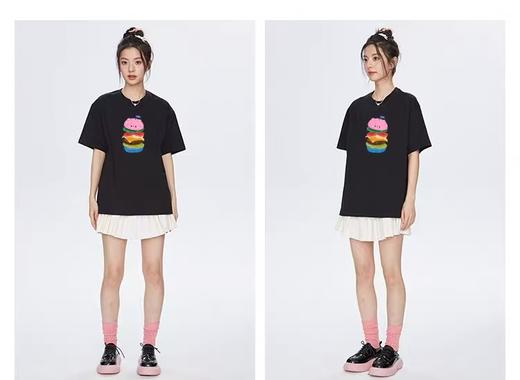 七夕福利-NO退~情侣潮牌100%棉汉堡短袖T恤-喜出 商品图4