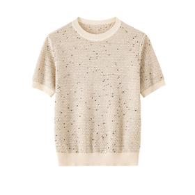 「K」洛诗琳34717气质云感针织T恤2025夏季新款亮片针织上衣10399