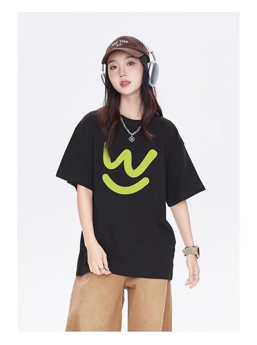 七夕福利-NO退~情侣潮牌100%棉荧光绿W字母短袖T恤-喜出 商品图0