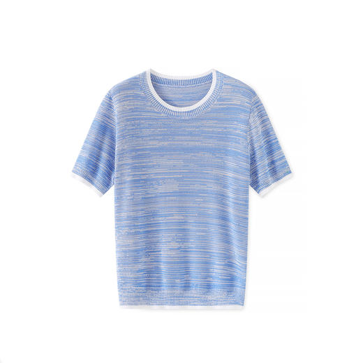 洛诗琳时尚透气针织T恤2025夏季16针超细兰精天丝短袖上衣wl04410 商品图4