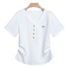 丁摩 白色女装夏季新款设计感V领不规则弧形下摆短袖t恤女半袖5ZF-R6683 商品缩略图4