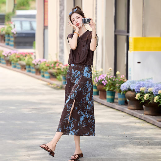 法式镂空，蕾丝上衣吊带裙两件套HR-X1017 商品图1