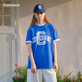 covernat韩国潮牌短袖T恤无性别拱形字母标简约休闲圆领上衣CO2302ST05