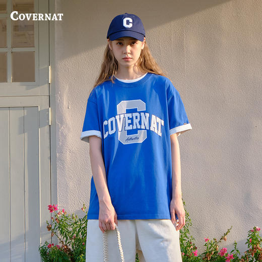 covernat韩国潮牌短袖T恤无性别拱形字母标简约休闲圆领上衣CO2302ST05 商品图0