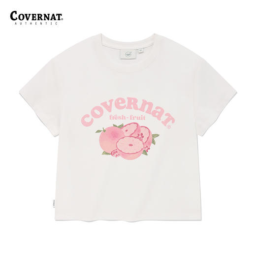 covernat韩国潮牌短袖女露脐休闲通勤四叶草心形T恤2024夏新CO2402ST78 商品图2
