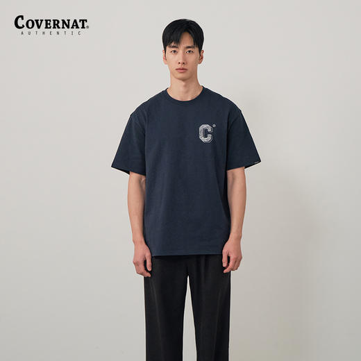 covernat韩国潮牌短袖T恤无性别刺绣字母标简约休闲圆领上衣CO2302ST02 商品图1