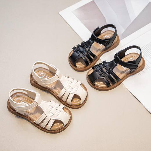 【新款女童罗马凉鞋，时尚包头设计】女童鞋子儿童罗马公主凉鞋 2025夏季时尚新款 小女孩中大童包头凉鞋-QQ 商品图1