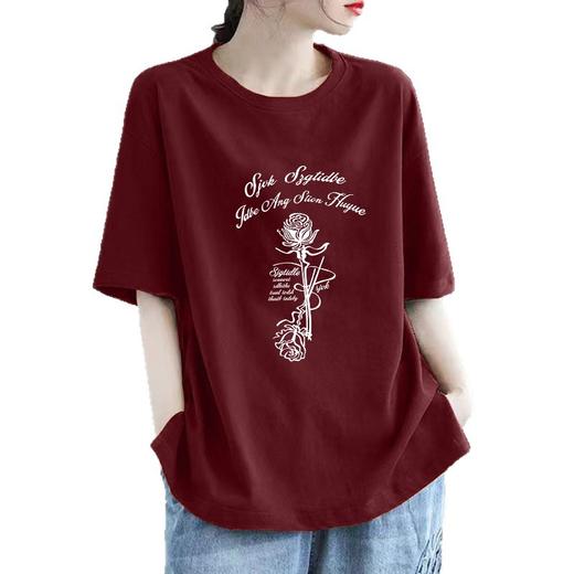 百媚生 纯棉短袖T恤圆领印花上衣1249 商品图4