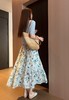 柔美清新2.5米用料天丝亚麻清新清爽印花松紧高腰半身裙 商品缩略图7