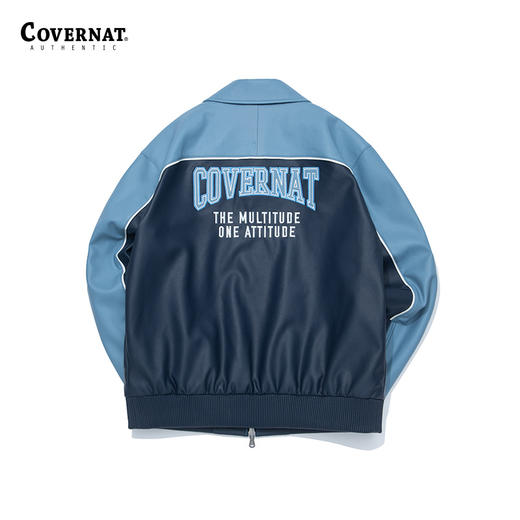 Covernat2024春新款休闲字母夹克拉链pu皮衣外套上衣CO2401JK11 商品图1