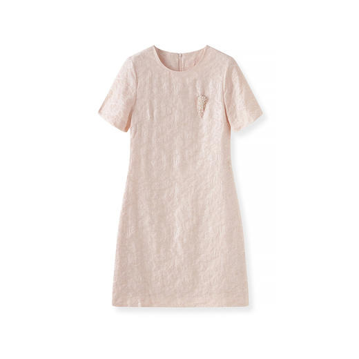 「高货wl」全新升级【铂金会员367/天猫499/差价132】(05540)洛诗琳简约气质小香风连衣裙2025夏季浮雕提花显瘦A字裙 商品图4