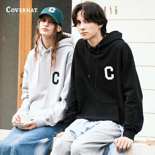 Covernat韩国潮牌连帽卫衣C标男女情侣款刺绣宽松休闲卫衣2025CO0000HD01 商品图2