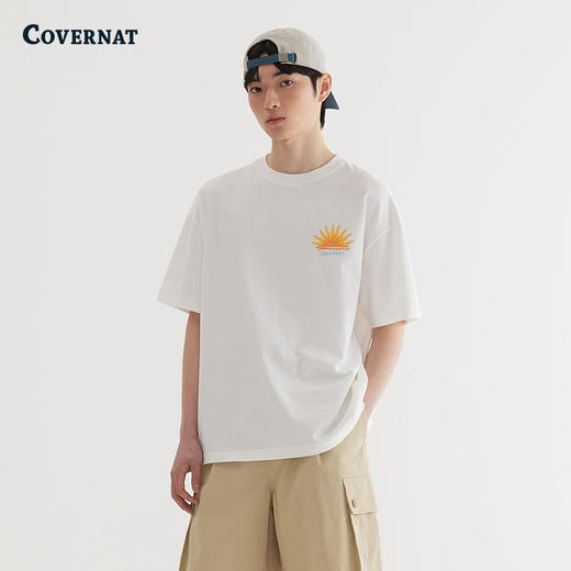 COVERNAT韩国潮牌基础款短袖亮眼印花休闲潮流百搭2025夏季新CO2502ST44 商品图3