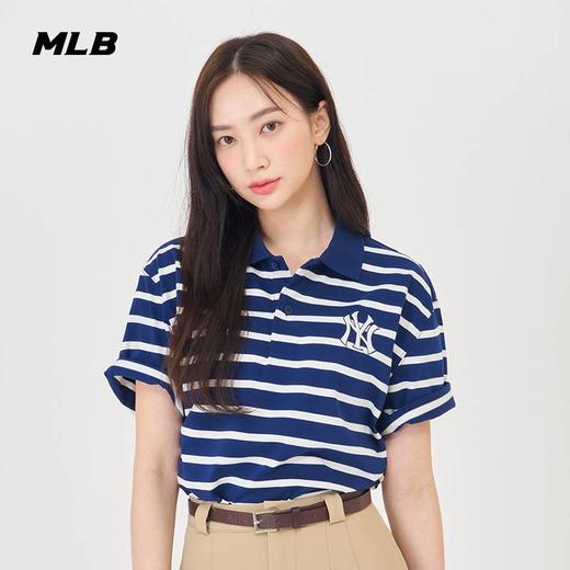 【一口价】MLB男女同款立领条纹款时尚短袖T恤3APQV0343【无货退款介意勿拍】 商品图1