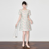 夏款高品质重工雀羽欧根纱彩绣显瘦连衣裙WLZD2504601 商品缩略图0
