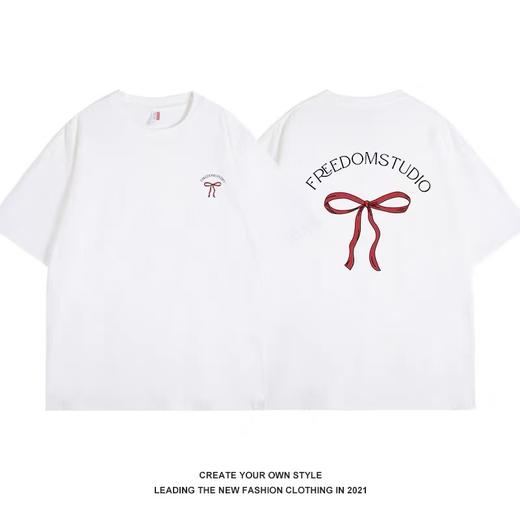 清仓价2025~情侣潮牌100%棉后背蝴蝶结印花短袖T恤-喜出 商品图1