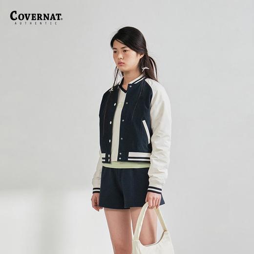 covernat2025春新款女短款光泽感撞色拼接夹克棒球外CO2401JK70 商品图2