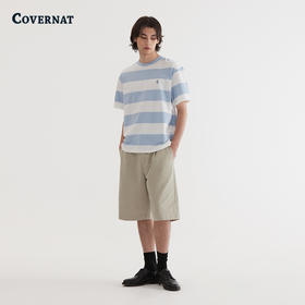 COVERNAT韩国潮牌条纹宽松简约C标短袖T恤潮流百搭2025夏季新