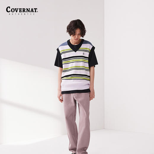 Covernat2024春季新款叠穿针织背心条纹内搭减龄情侣款CO2401KT08 商品图0