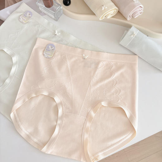 女士裸氨提花中高腰撞色彩纱无缝内裤8668/0319 商品图1