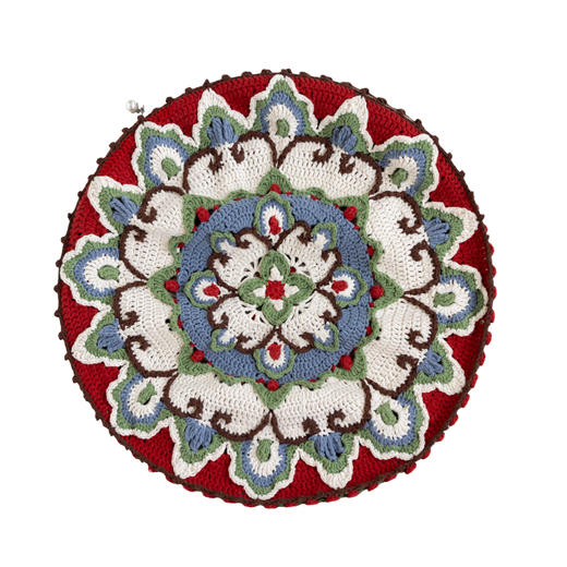 苏苏姐家莲瓣卷云纹抱枕套手工DIY编织钩针4股棉毛线团自制材料包 商品图5