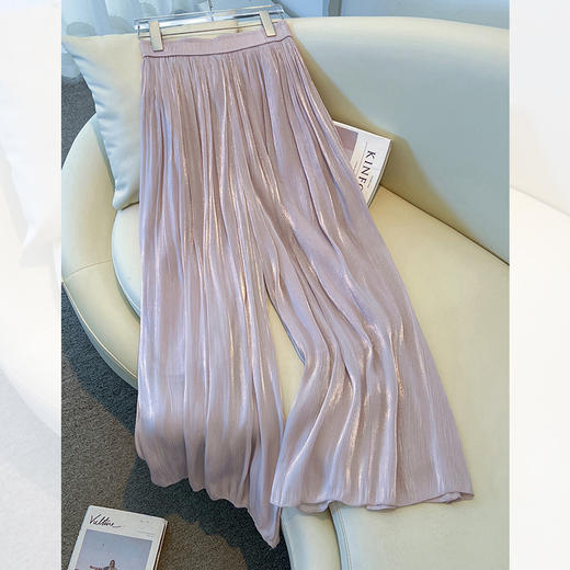 丁摩 紫色琉璃裤阔腿裤女夏季八分裤夏日轻薄甩裤超好看九分裙裤子5ZF-2208 商品图8