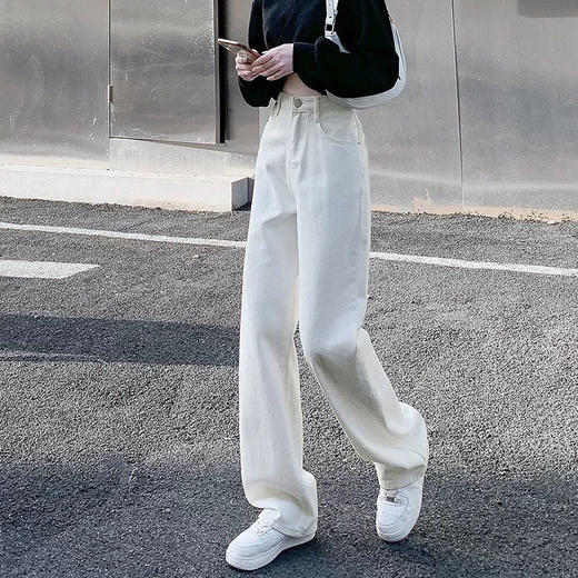 高端局【天丝冰感白色牛仔裤】独家面料!顶级柔软!丝滑垂坠!裸穿呼吸感!莱赛尔天丝面料 纯天然木浆竹子制作而成，直筒微阔裤型十防蚊防晒! 商品图5