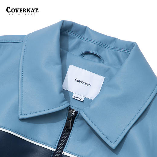 Covernat2024春新款休闲字母夹克拉链pu皮衣外套上衣CO2401JK11 商品图3