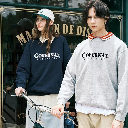 Covernat韩国潮牌卫衣纯棉男女情侣款刺绣标休闲圆领宽松2025春CO0000CR02 商品图3