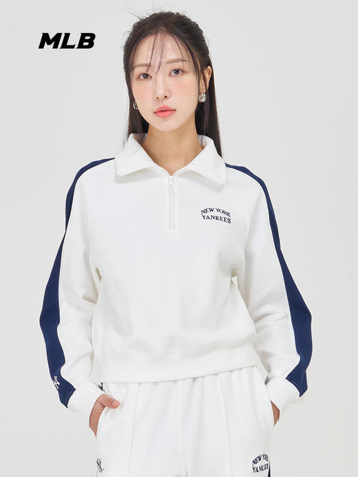 MLB男女同款立领二分之一拉链领学院风小标卫衣3AMTV2141 商品图1