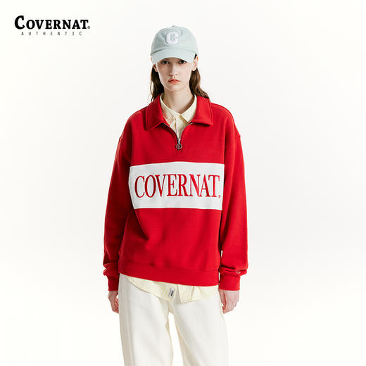Covernat韩国潮牌24秋季新翻领半拉链套头卫衣男女同款无帽宽松CO2303CR14 商品图1