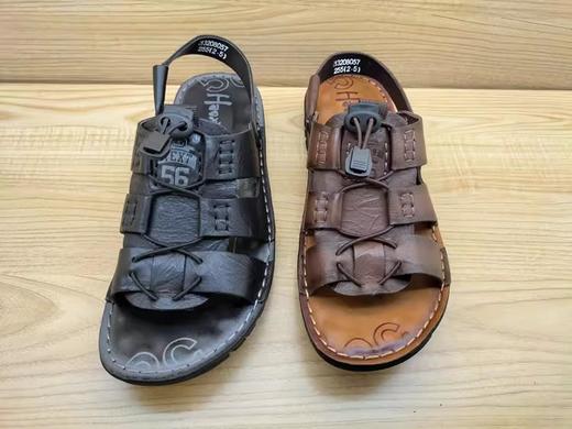 豪行真皮男鞋夏季新款13208057平底休闲户外沙滩露趾凉鞋 商品图2