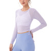 跃牌【欲动春风】系列 女夏轻薄透气瑜伽长袖t恤抽褶上衣速干修身健身普拉提运动罩衫52562 商品缩略图4