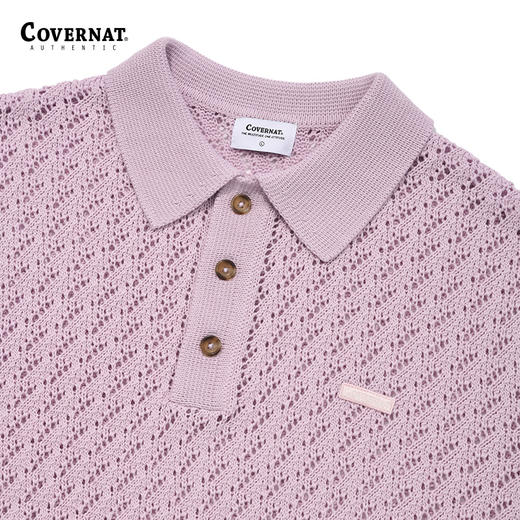 Covernat韩国潮牌翻领针织衫舒适透气潮流时尚男女同款T恤 商品图2