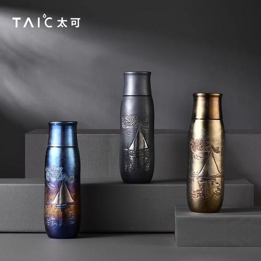 TAIC太可纯钛保温杯送领导轻奢高档水杯手工錾刻钛艺焖茶杯套装390ml 商品图1