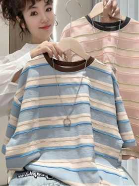 💥【德贝靓舒亲子款A类韩版纯棉条纹短袖D8801】🔥家人们！谁懂啊！德贝靓舒放大招了！ 👑A 类婴幼儿级别的亲子条纹短袖 D8801， 🎉清仓秒杀直接买一送一！